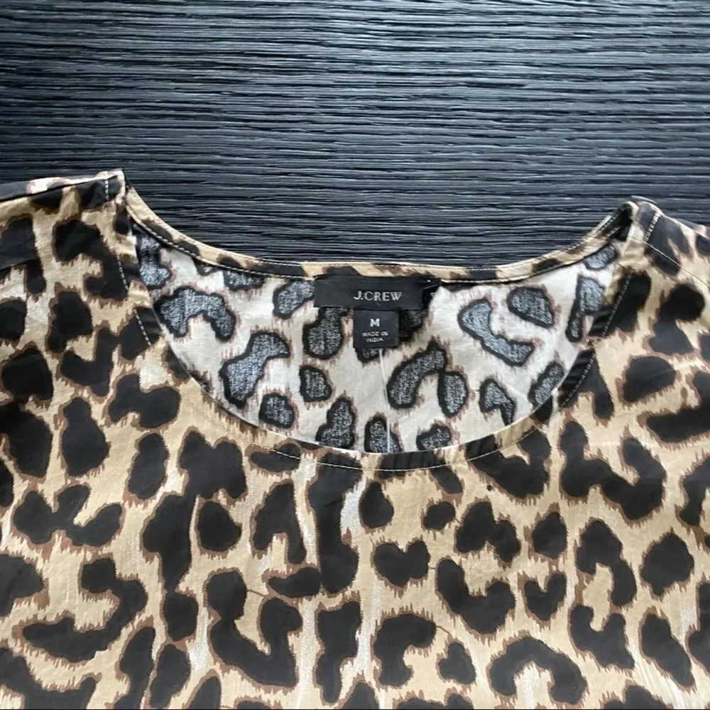 J.Crew blouse Ruffle-sleeve top in leopard NWT M